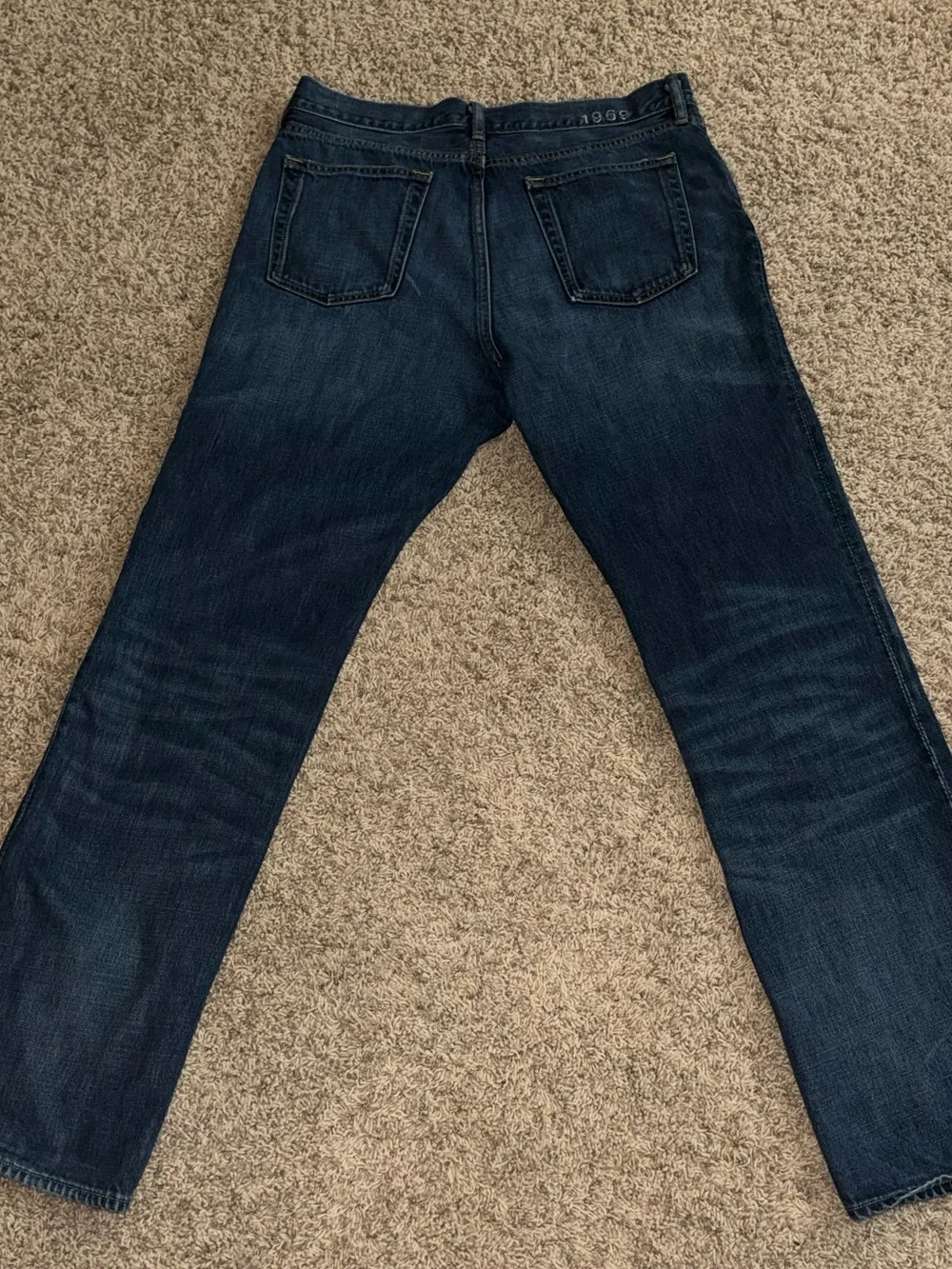 Men's Straight-Leg Dark Blue Denim Jeans 35x34